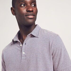 FAHERTY Men's XL Isle Polo Shirt In Navy Pink Feeder